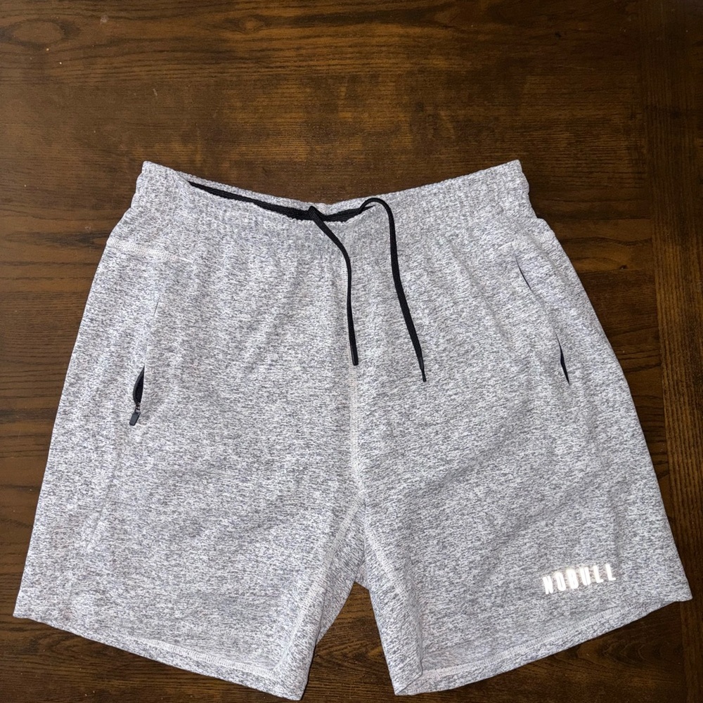 NOBULL Light Knit White Heather Athletic Shorts 5” inseam
